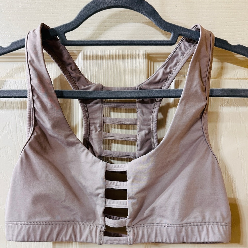 Victorias Secret Pink Ultimate Unlined Ladder Sports Athletic Bra Taupe Size M